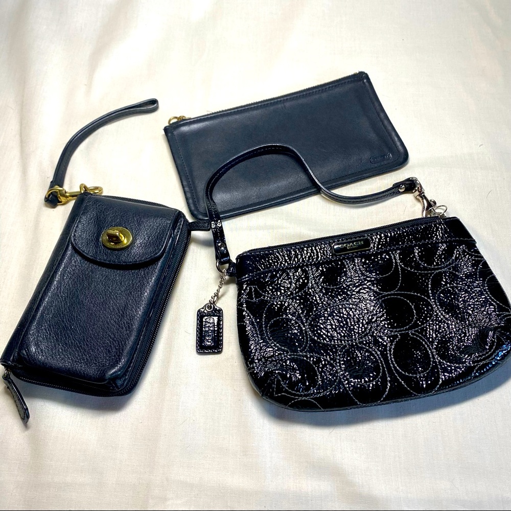 Vintage black leather Coach lot (3 pieces)